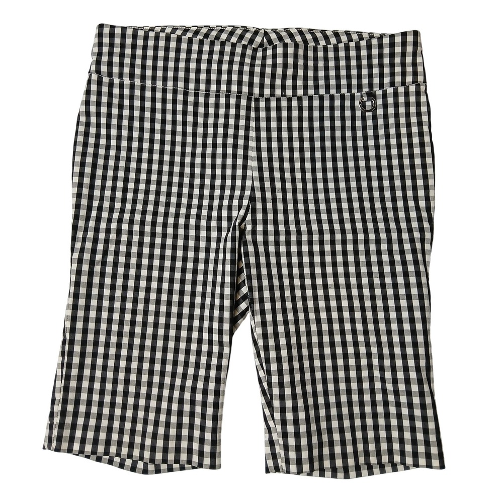 Rafaella Comfort Black White‎ Gingham Checkered Shorts Womens 8 Stretch Pull On